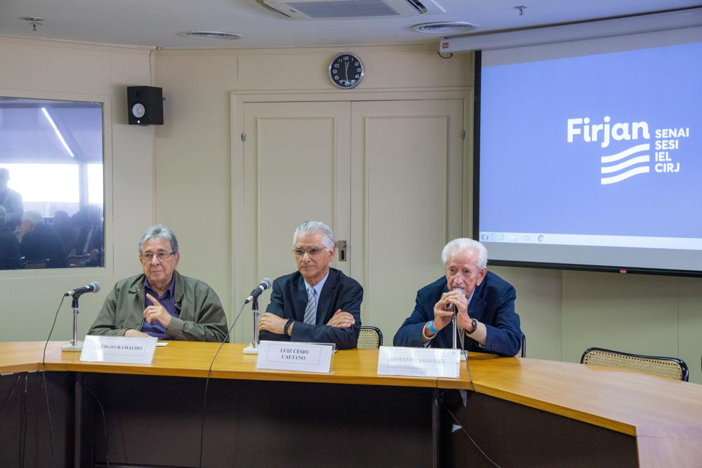 Sérgio Ramalho, Luiz Césio Caetano e Armando Salgado em reunião na Firjan no dia 7/08/2019. Créditos: Paula Johas/ Acervo Firjan